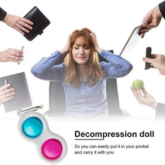 2pcs Fidget Toy Stress Relief & Mini Silicone Sensory Key Chain