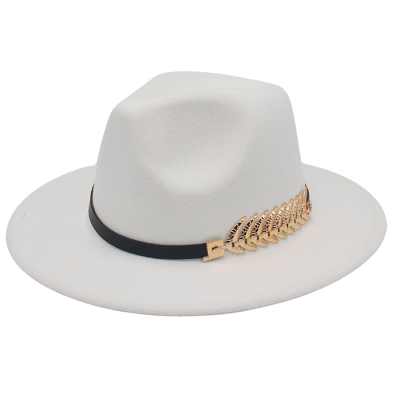 Men's Golden Fishbone Woolen Jazz Hat