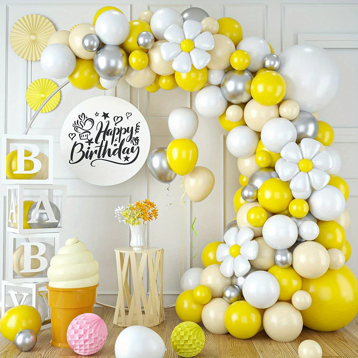 Yellow Balloon Wreath Arch Set for Celebrations