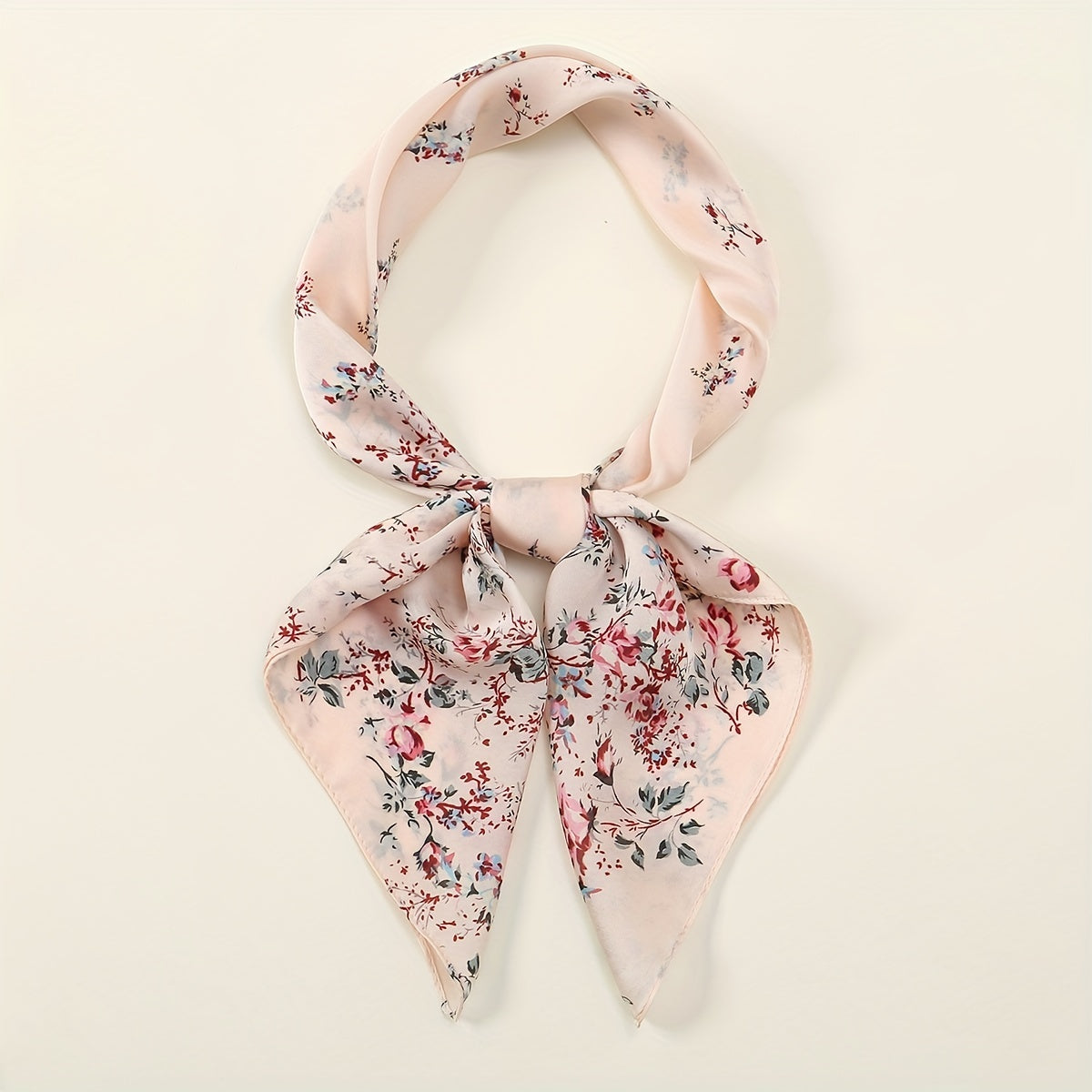 Satin Floral Print Bandana Scarf Neckerchief