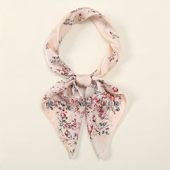 Satin Floral Print Bandana Scarf Neckerchief