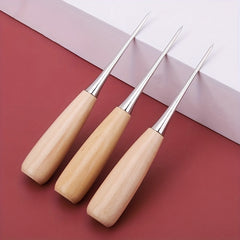 Handheld Hole Puncher Cone Tool Wooden Handle Scratch Cone Needle Punch Leather