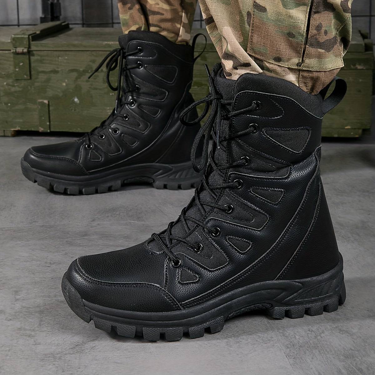 Men&rsquo;s High Top Tactical Work Boots Non Slip Durable Outdoor Hiking Shoes