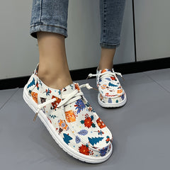 Women's Christmas Lace-up Boat Shoes Lightweight Flats