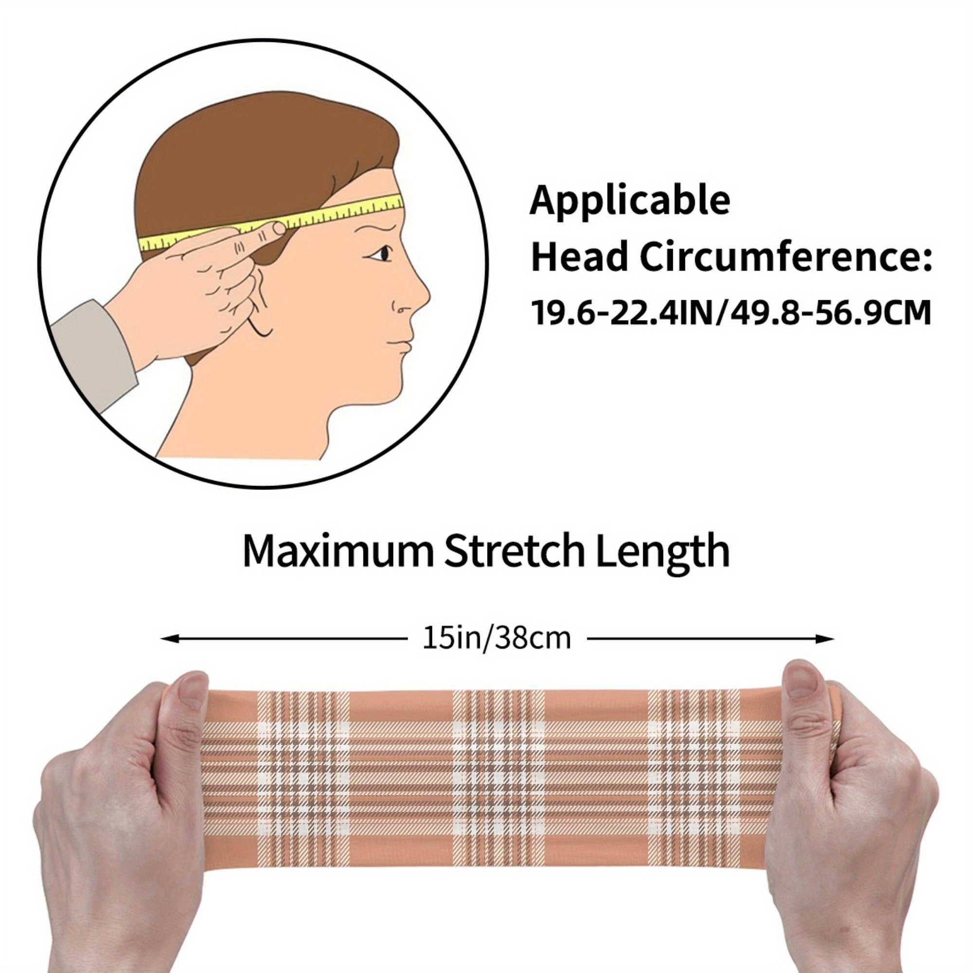 Men's Vintage Plaid Headband Beige Brown Stripes Sports Casual Gear