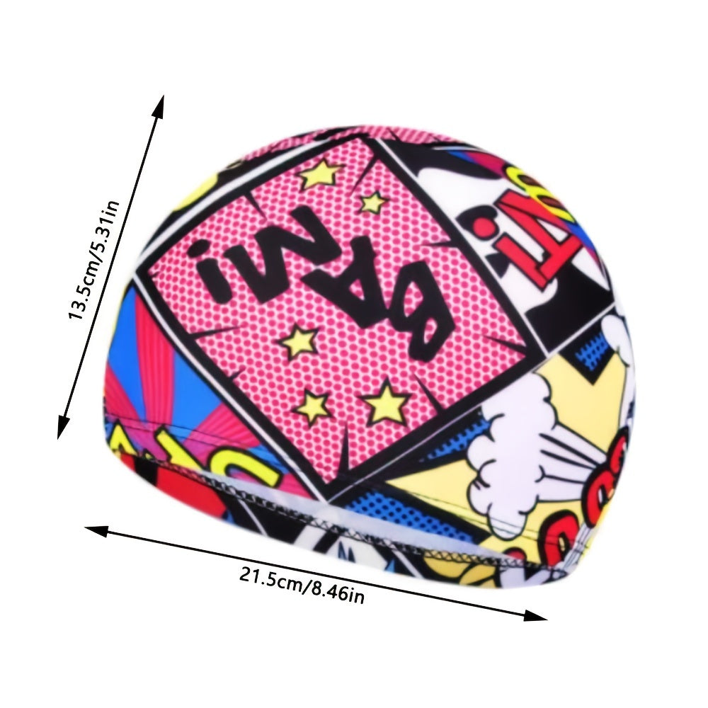 Long Hair Swim Cap Floral Print Elastic Nylon Sports Pool Chlorine Protection