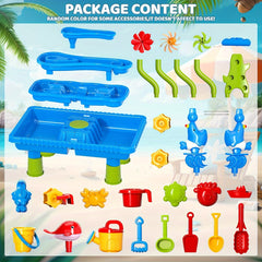 4 Layer Sand and Water Table Toy Set with Rain Shower Splash Pool