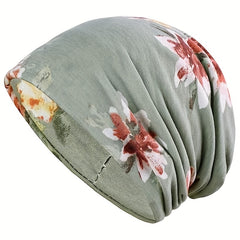 Flower Print Beanie Lightweight Skull Hat Chemo Cap Turban Hats