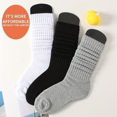 3 Pairs Solid Socks Comfy & Soft All match Women's Stockings & Hosiery