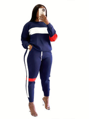 Striped Long Sleeve Top & Pants Set for Fall/Winter
