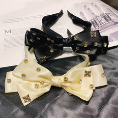 Rhinestone Bow Silk Headband Hair Accessories