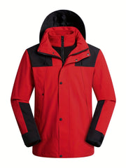 Women's 3-in-1 Outdoor Sports Jacket Waterproof Windproof Hooded
