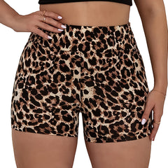 Leopard Print High Rise Skinny Shorts