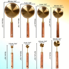 8pcs Golden Measuring Cup Set & Spoon with Wood Handle