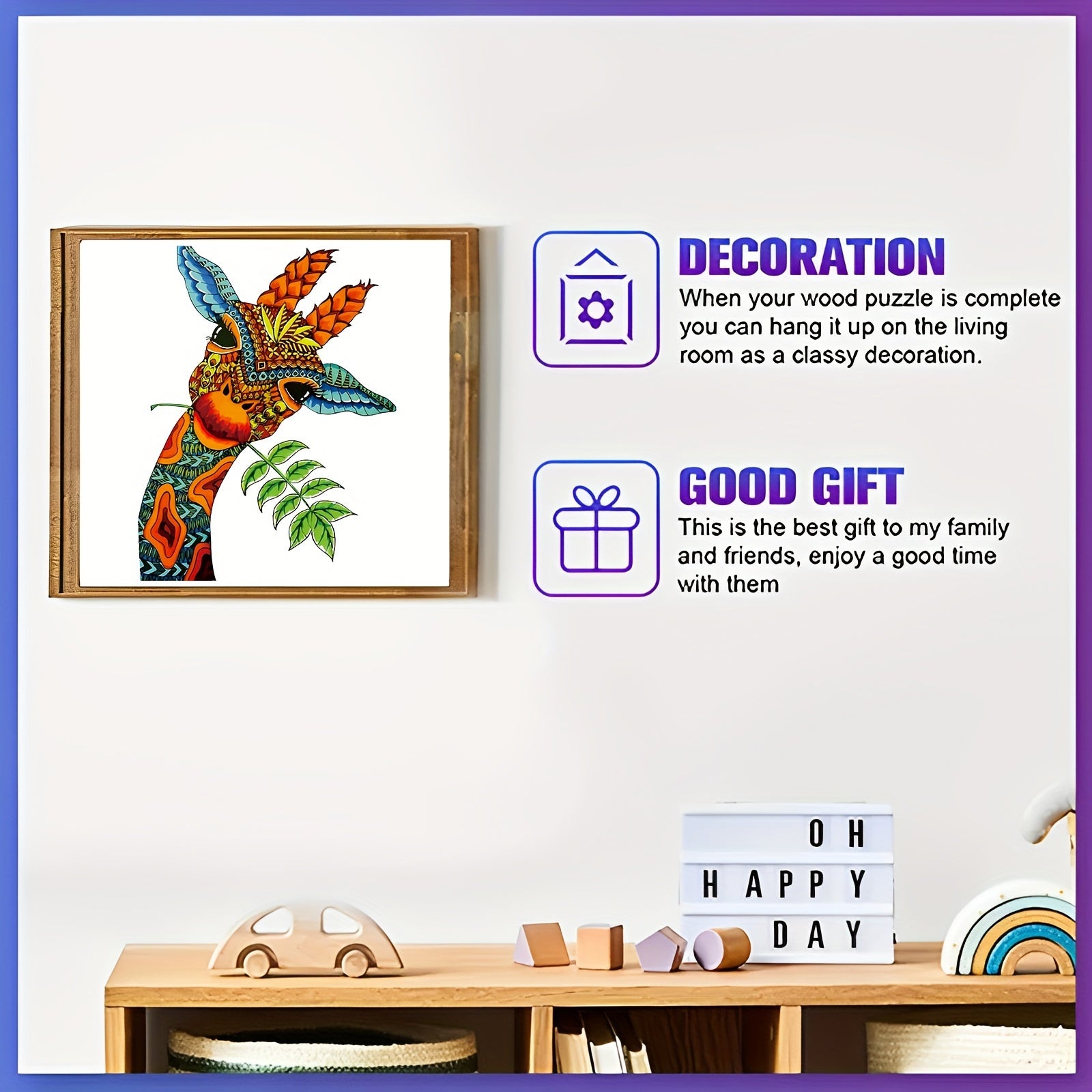 Giraffe Wooden Puzzle Adult Decompression Toy Unique Animal Shape
