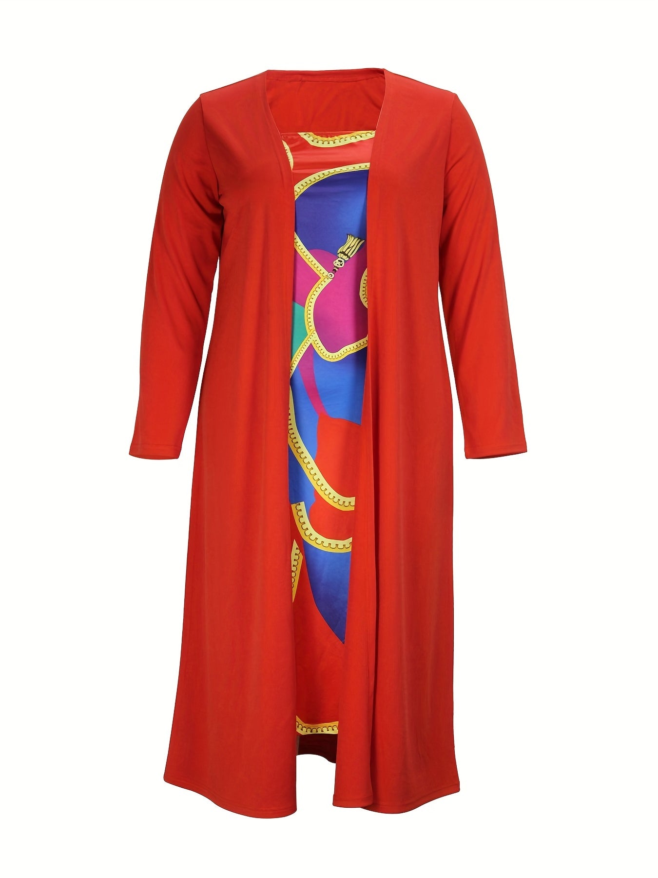  Colorblock Tube Dress & Cardigan Set