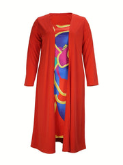  Colorblock Tube Dress & Cardigan Set