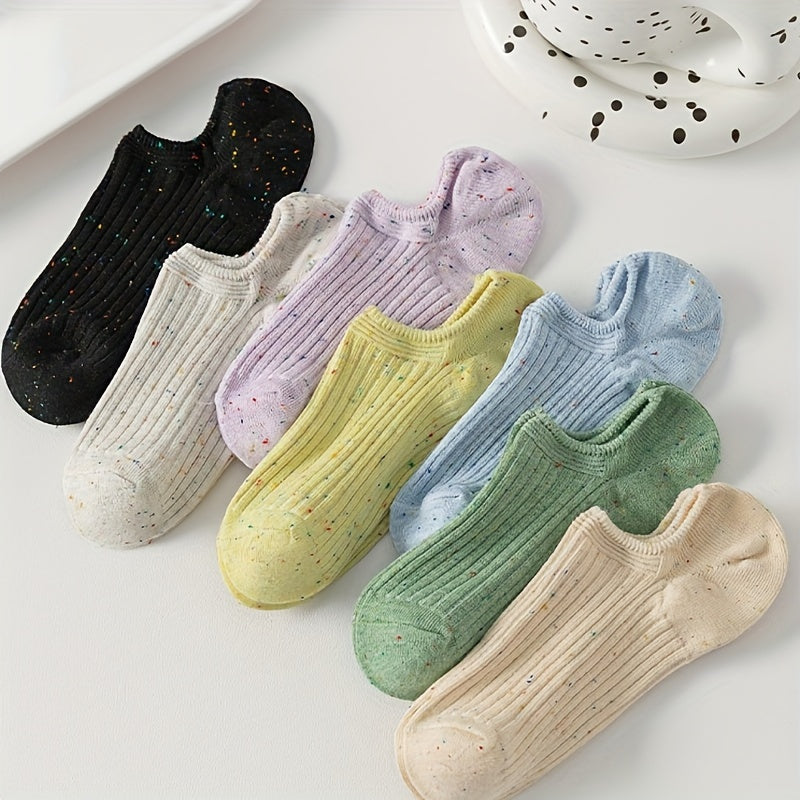 7 Pairs Colorful Polka Dot Low Cut Ankle Socks Women's Stockings