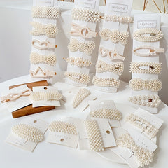 10 Pcs Faux Pearl Hollow Hair Clip Head Jewelry Hair Accessories
