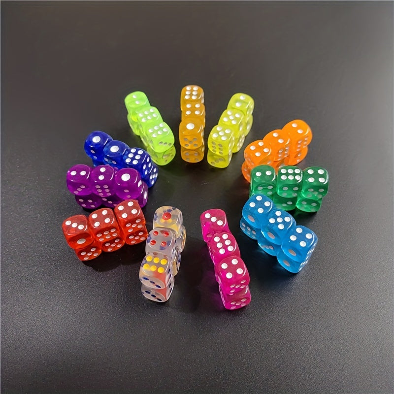 10pcs 12mm Acrylic Dice Set 11 Colors Hex Round Corner Bar KTV Entertainment