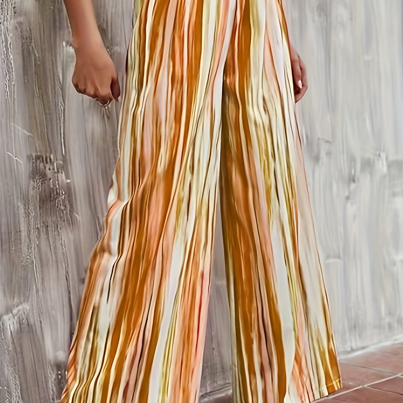 Women's Plus Ombre Stripe Print Wide Leg Trousers