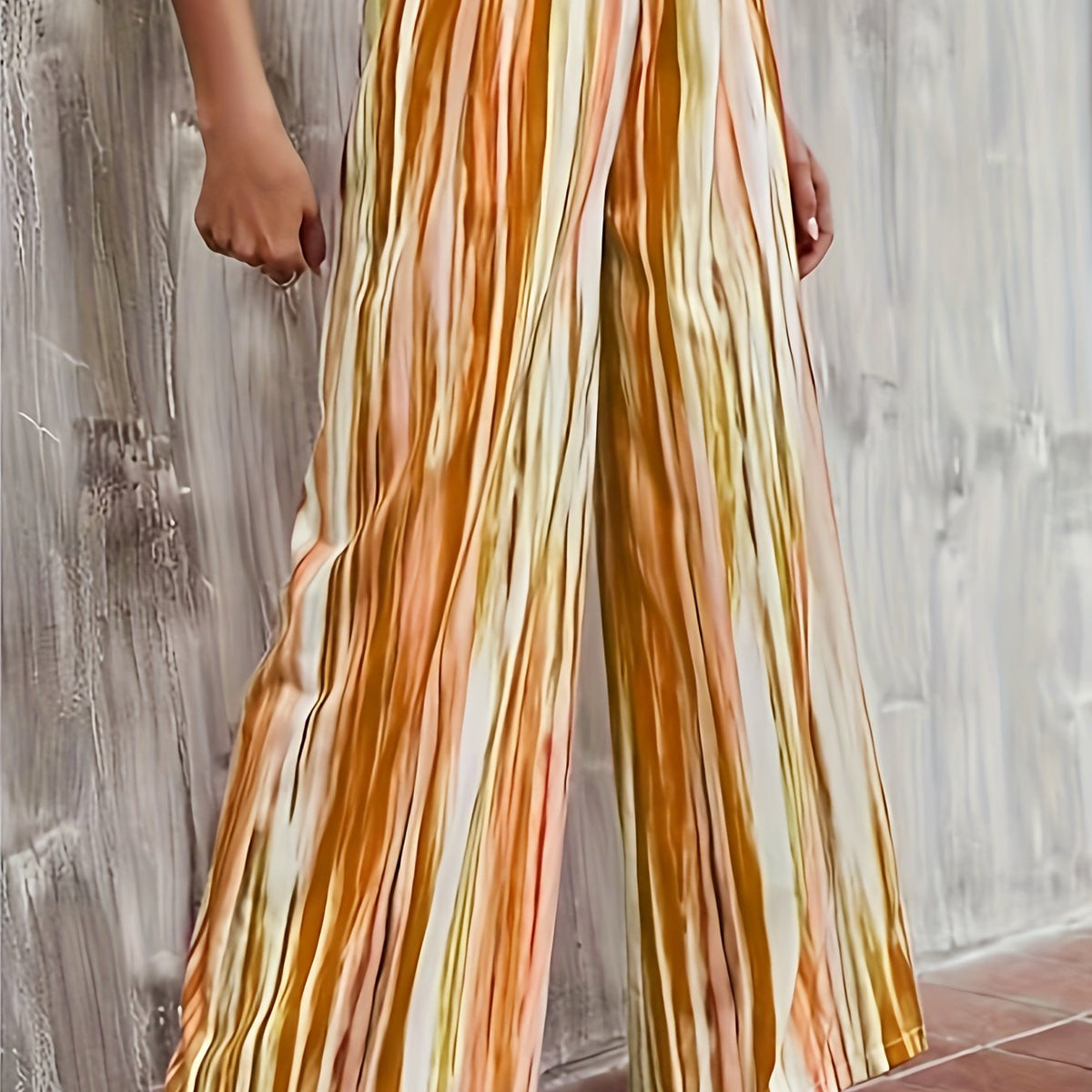Women's Plus Ombre Stripe Print Wide Leg Trousers