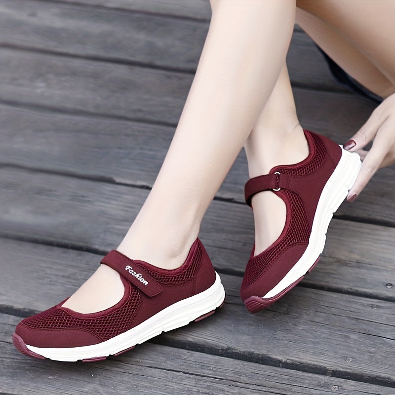 Women's Breathable Walking Shoes Hook & Loop Backless Flat Shoes