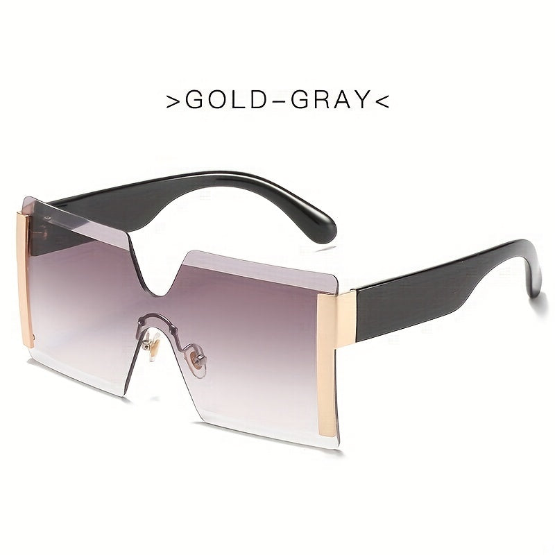 Geometric Frame Sunglasses Gradient Oversized Polarized Glasses