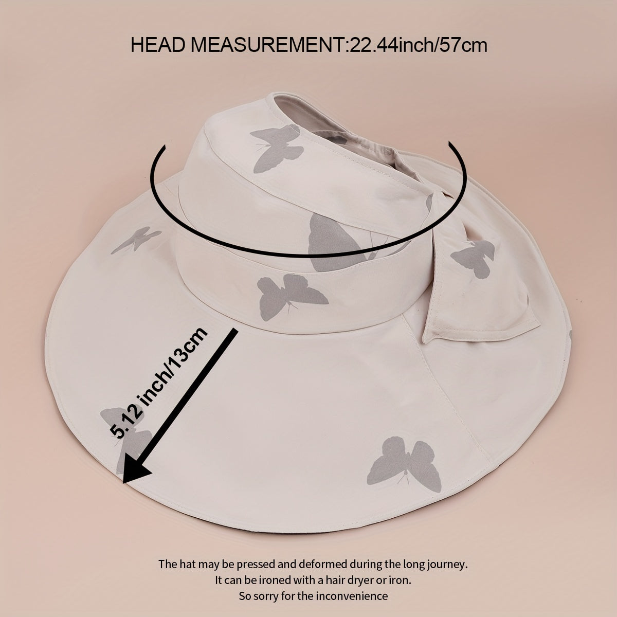 Butterfly Print Wide Brim Bucket Hat UV Protection