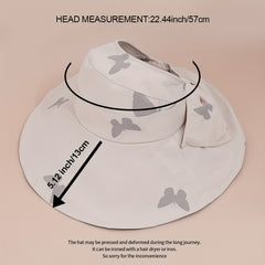Butterfly Print Wide Brim Bucket Hat UV Protection