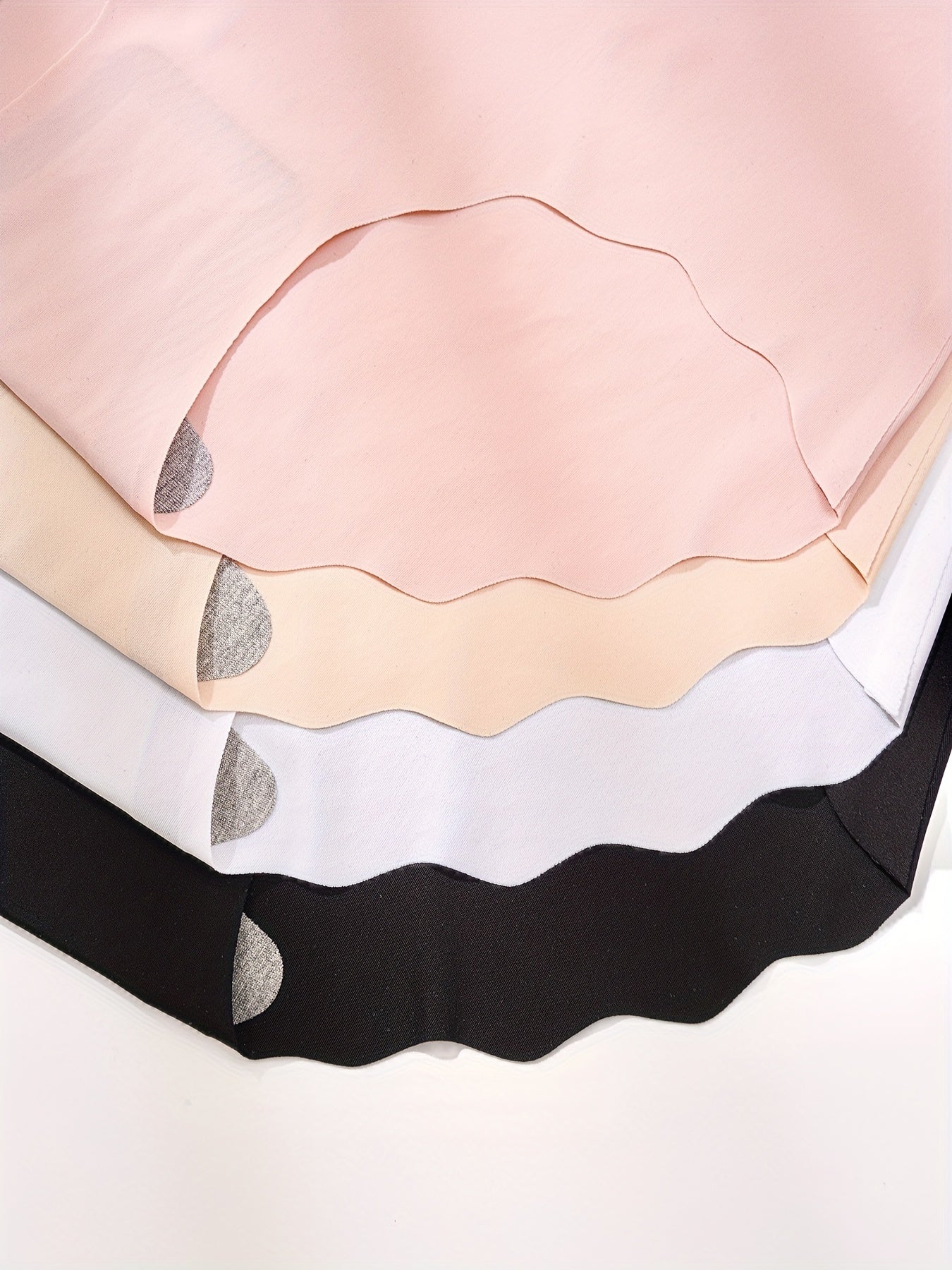 4pcs Seamless Scallop Trim Briefs Women's Panties