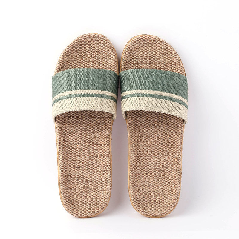 Men's Linen Open Toe Slippers Lightweight Indoor Outdoor