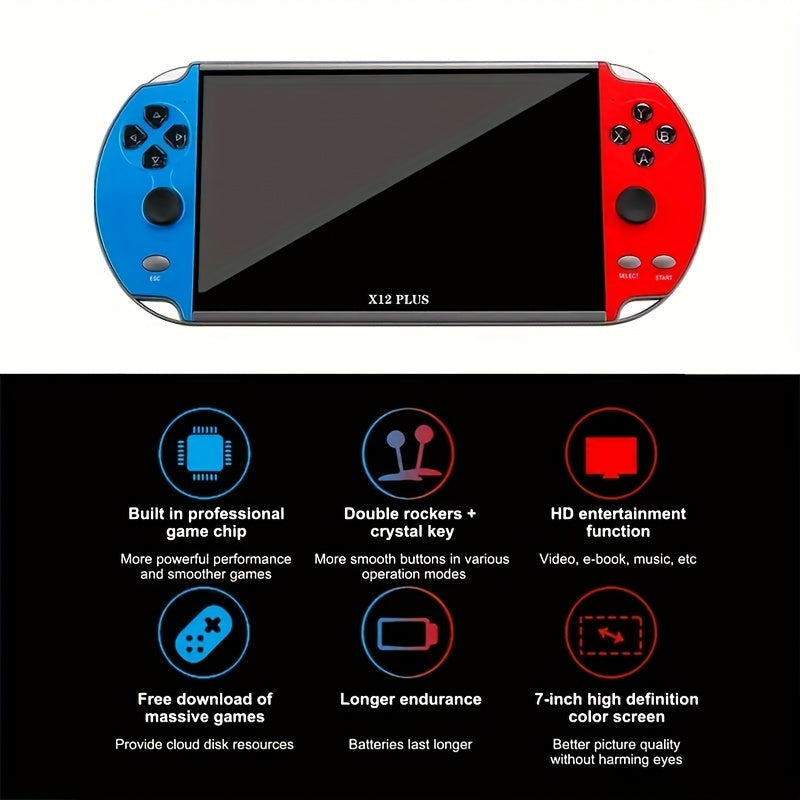 Retro X12PLUS Handheld Game Console 7 inch Screen 16GB Memory