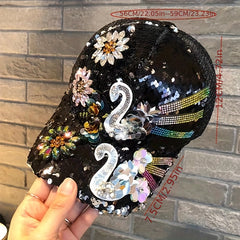 Sequin Baseball Cap Hip Hop Adjustable Trucker Hat