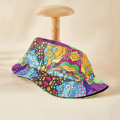 Reversible Cartoon Graffiti Bucket Hat Lightweight