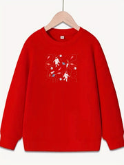 Girls Futuristic Astronauts Sweatshirt Crew Neck Top