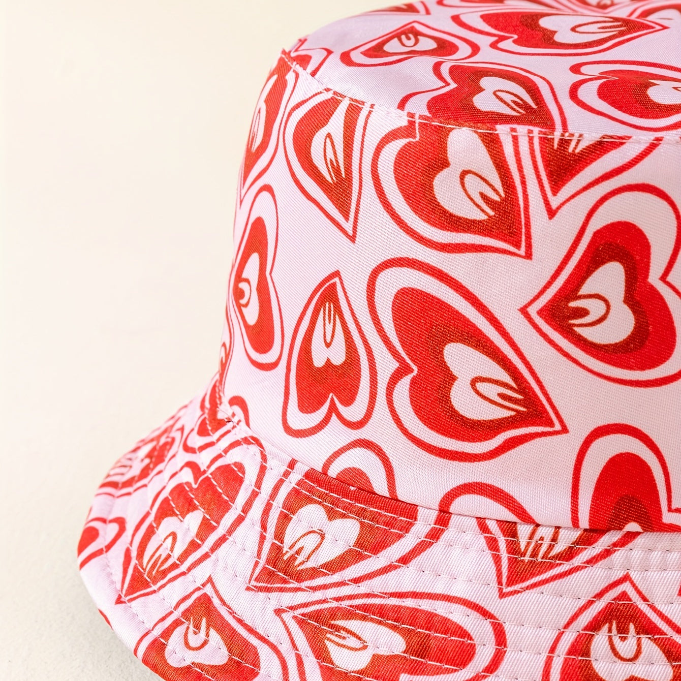 Heart Print Cartoon Bucket Hat Reversible Foldable Basin Hat