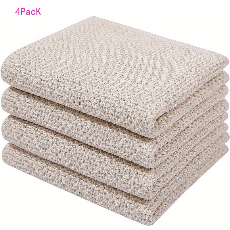 4pcs Cotton Waffle Dish Cloths Absorbent Quick Drying Dish Towels