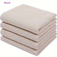 4pcs Cotton Waffle Dish Cloths Absorbent Quick Drying Dish Towels