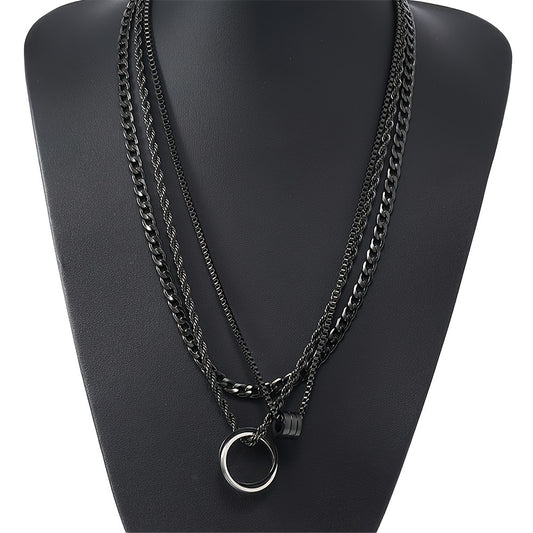 3pcs Men's Stainless Steel Twisted Chain Necklace