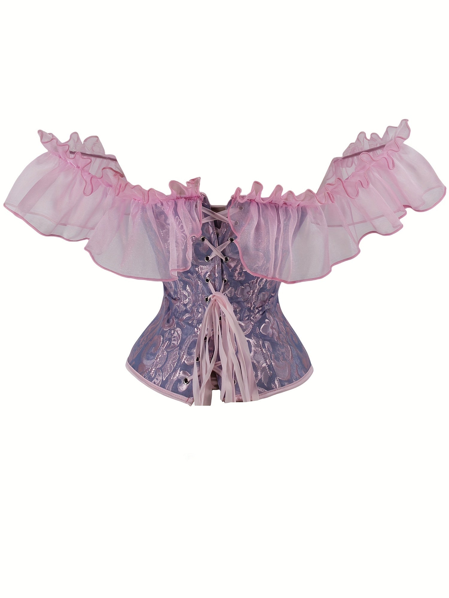 Flounce Sleeve Lace Up Bustier Top