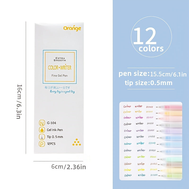 12 Piece 0.5mm Jelly Marker Pen Set for Students & Office Use