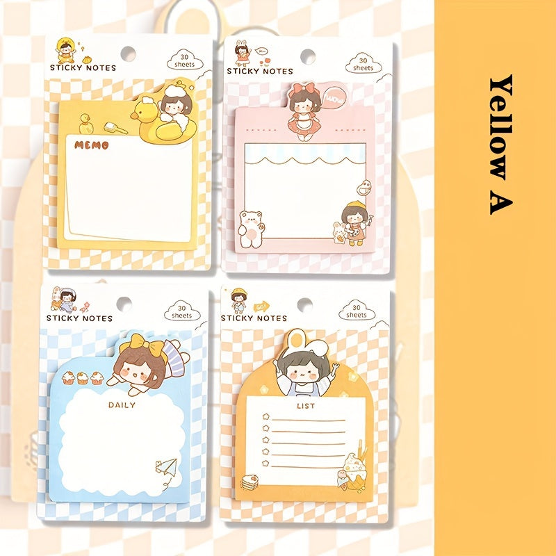 Cartoon Self adhesive Sticky Notes Ins Girl Heart Tearable Sticky Notes