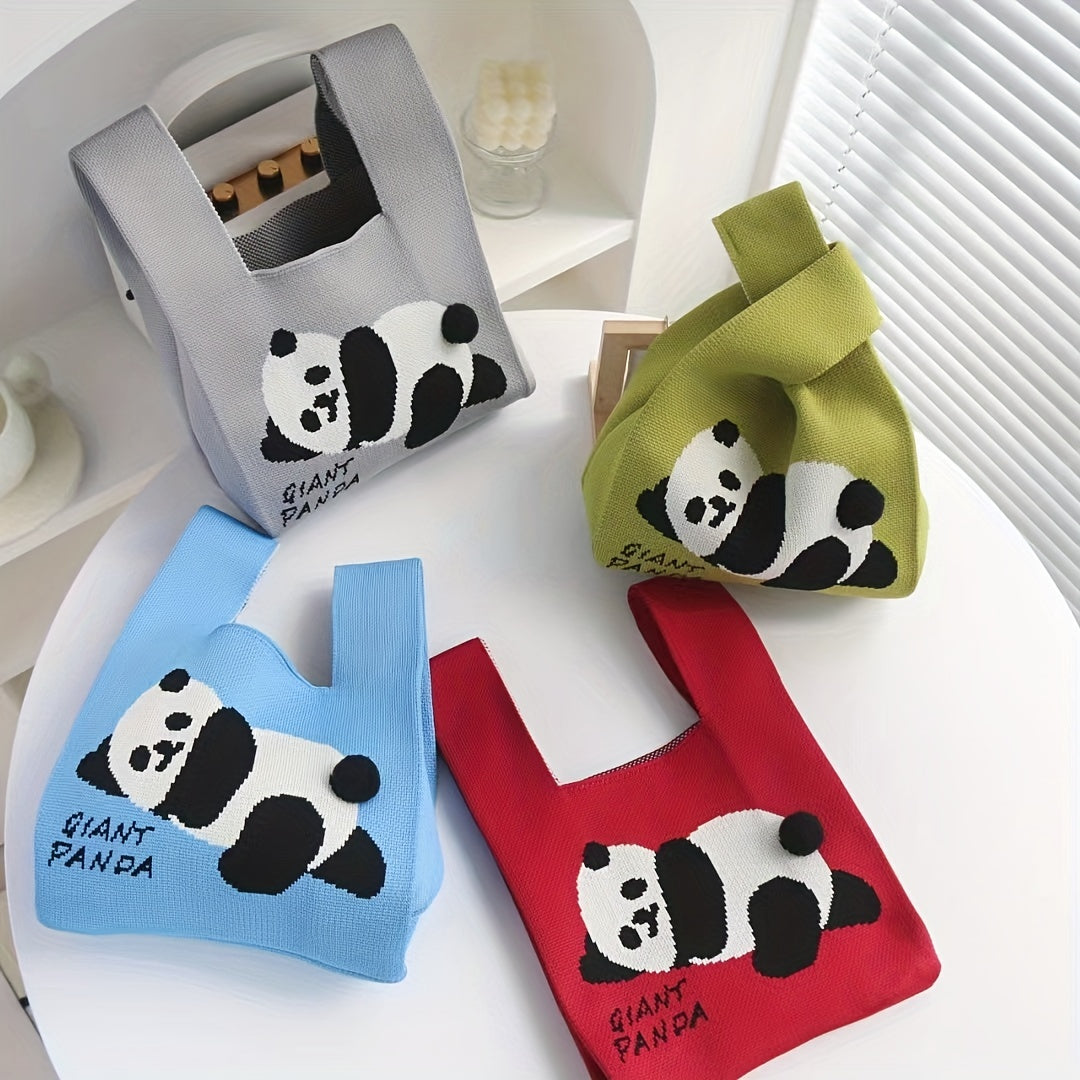 Panda Pattern Knit Handbag for Women