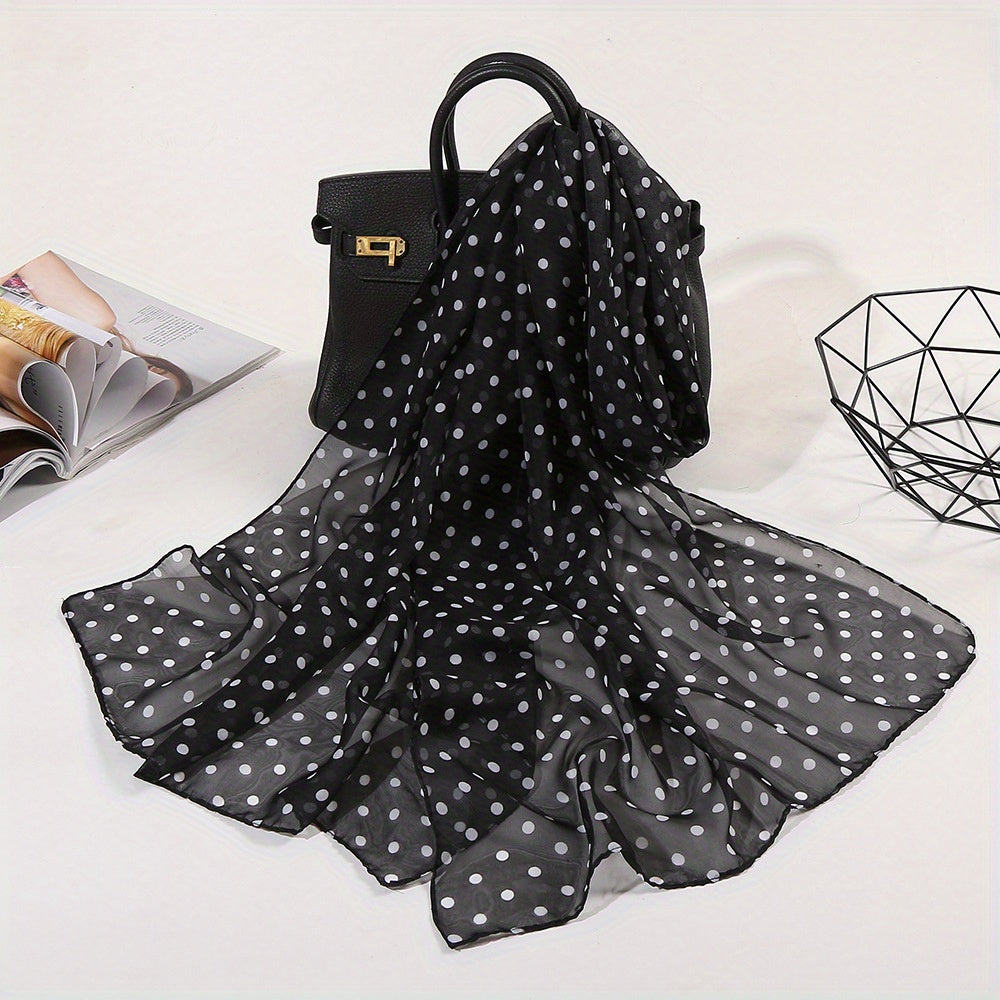 Polka Dot Print Scarf Solid Gauze Shawl Head Wrap Windproof Headscarf Hijab