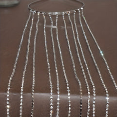 Women's Rhinestone Tassel Headband Long Bridal Hair Chain Jewelry