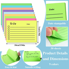 9pcs Multicolor Fluorescent Memo Pad Sticky Notes
