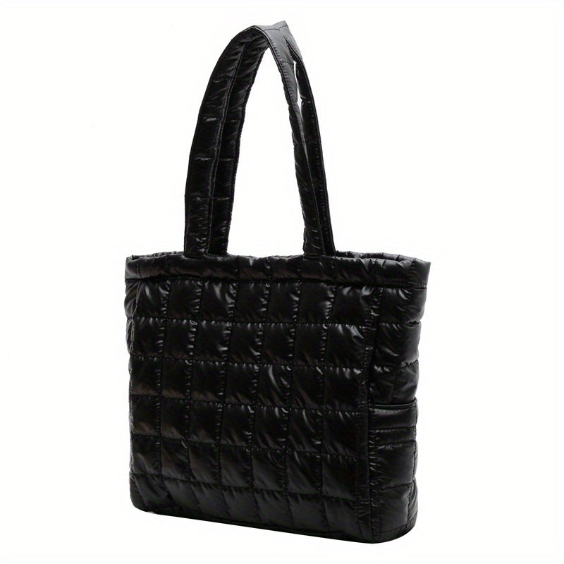 Quilted Puffer Tote: Minimalist Shoulder Bag