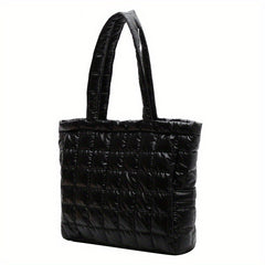 Quilted Puffer Tote: Minimalist Shoulder Bag