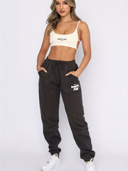 Plus Size Elastic Waist Tie Front Joggers With Pockets